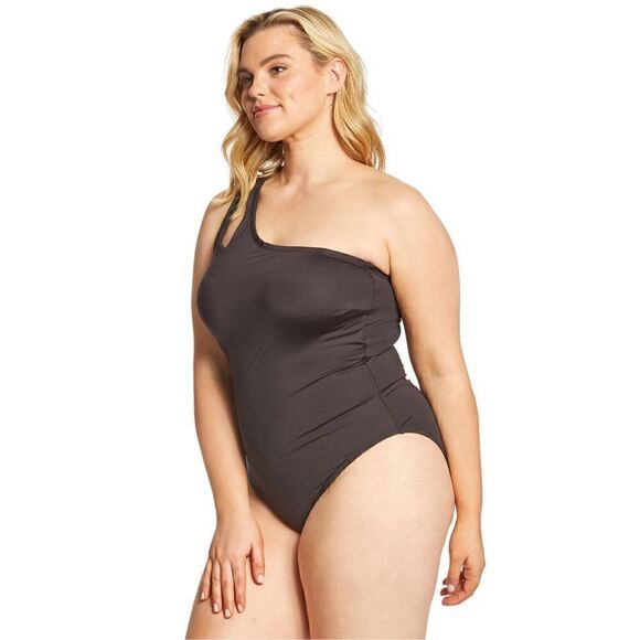 Kenneth Cole Reaction Plus Size 2X One Shoulder One Piece Swimsuit - Picture 3 of 7